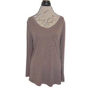 Womens Long Sleeve Blouse Top Long Sleeve V Neckline Pocket Knit Size Large